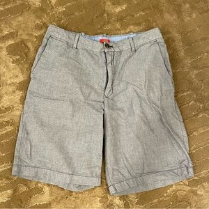 IZOD Blue Linen Chino Shorts, 9”